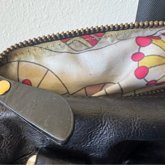 Kate Landry Black Leather Shoulder Bag with Gold Accents - Picture 12 of 12